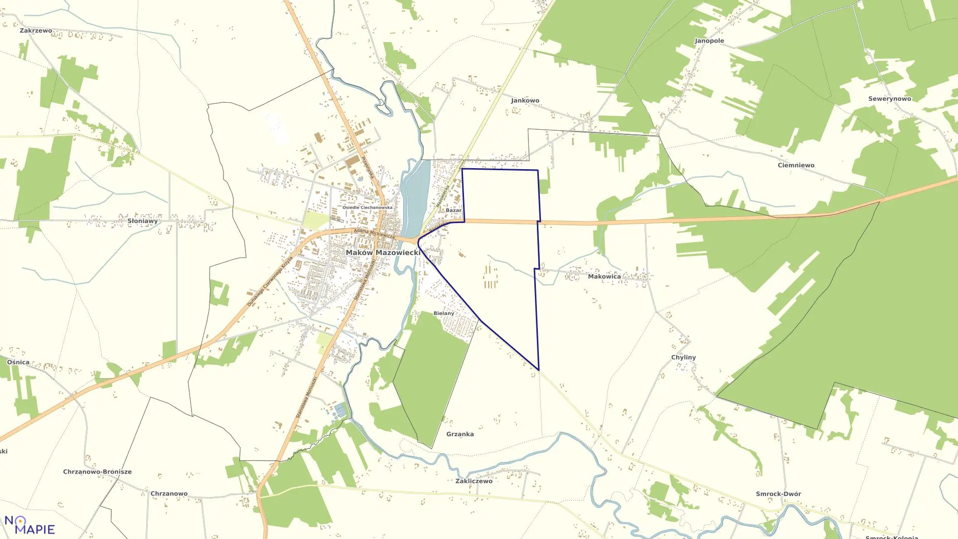 Mapa obrębu BAZAR w gminie szelków